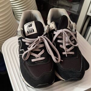 New Balance 574 Black and White Sneakers